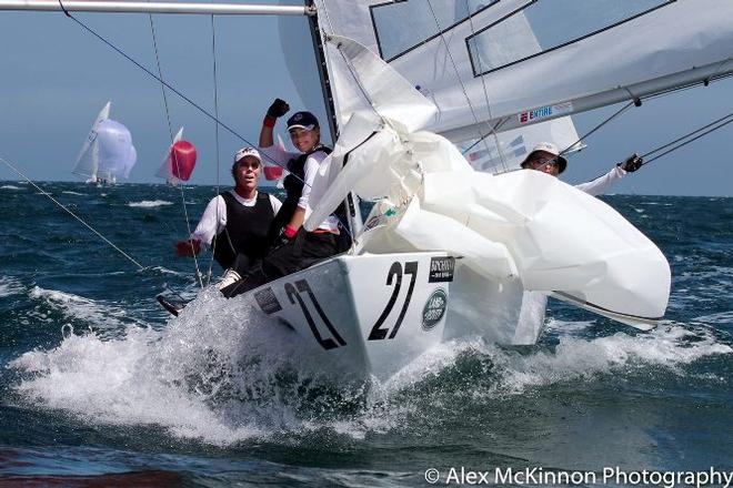 Jeanne-Claude Strong, Marcus Burke, SeveJarvin and Tiana Witteyput on an impressive display of consistent sailing this weekend – Victorian Etchells Championships ©  Alex McKinnon Photography http://www.alexmckinnonphotography.com